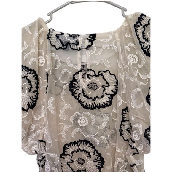 EUC Laundry by Shelli Segal Sheer Embroidered Floral Blouse – Size Medium - Picture 9 of 13
